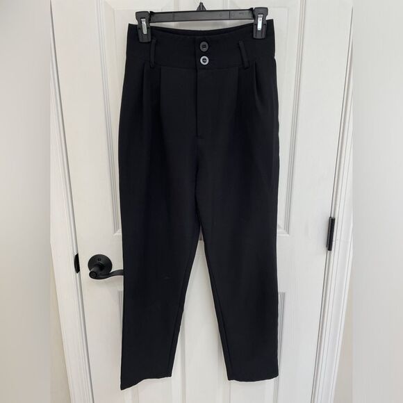 SHEIN High Waist Large Belt Loop Light Weight Black Pants Women’s Size S - Picture 1 of 5